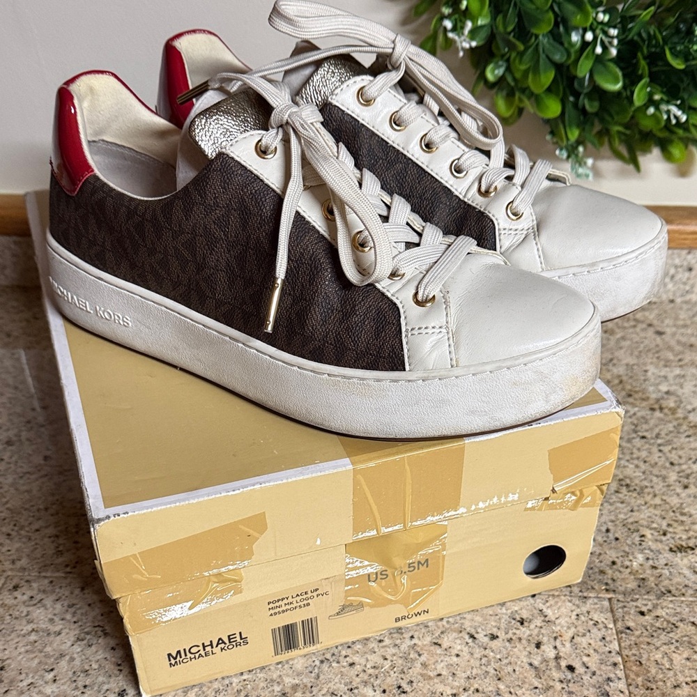 Michael Kors Cream and Brown Casual Sneakers